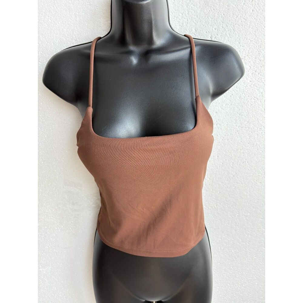 Brown Crop Active Sports Bra Top Size M Cross Back Support Active Gym Outdoors